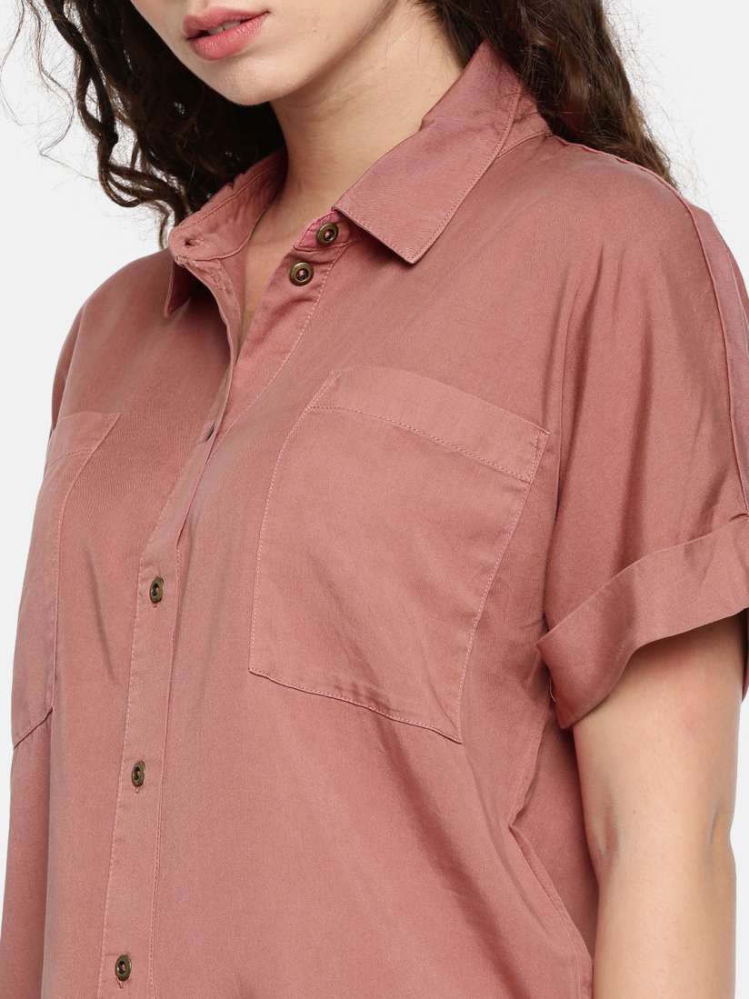 Buy ONLY Women Rust Pink Solid Shirt Style Top Tops for Women 2166583 Myntra