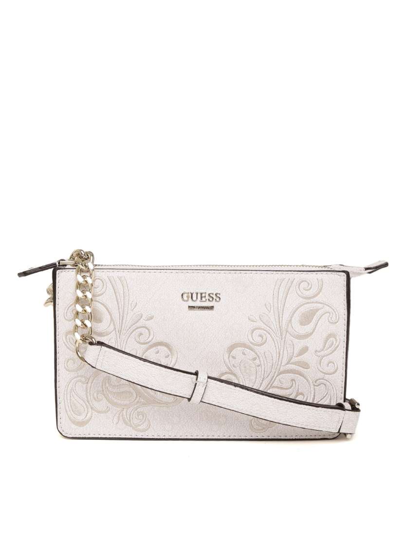 Buy GUESS Off White Embroidered Arianna Mini X Body Top Zip Bag Handbags for Women 2167258 Myntra