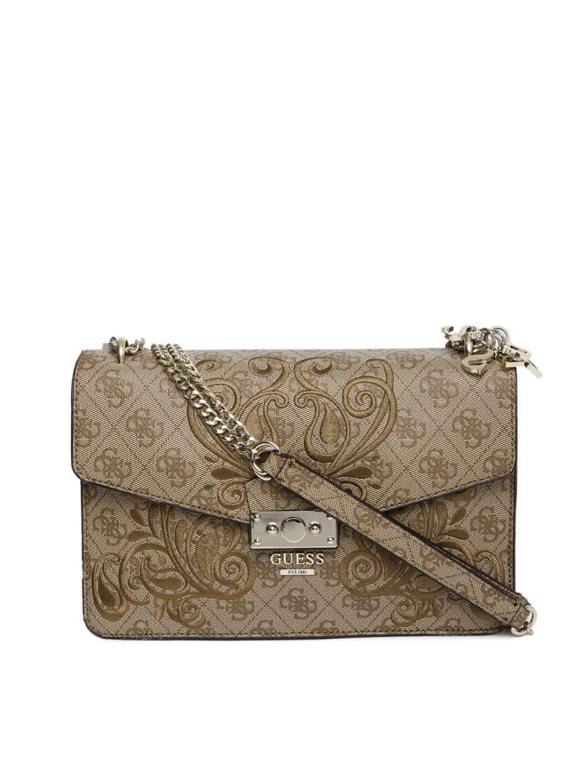 Buy GUESS Brown Self Design Sling Bag Handbags for Women 2167272 Myntra