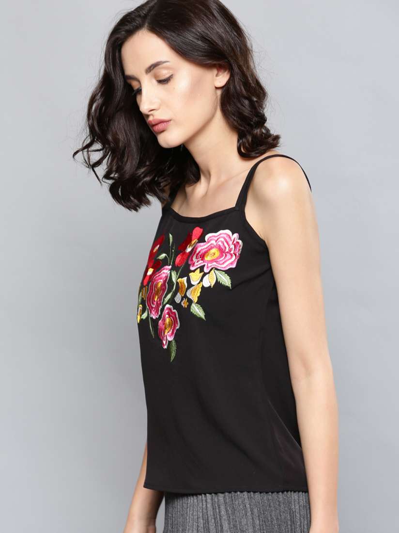 Buy NUSH Women Black Embroidered Top Tops for Women 2167449 Myntra