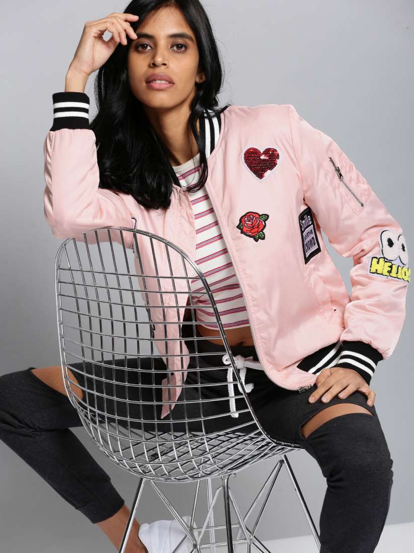 Peach bomber jacket hot sale
