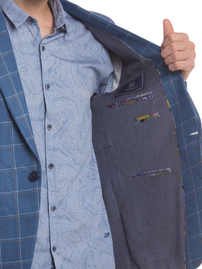 Buy True Blue Blue Slim Fit Single Breasted Checked Casual Blazer Blazers for Men 2168310 Myntra