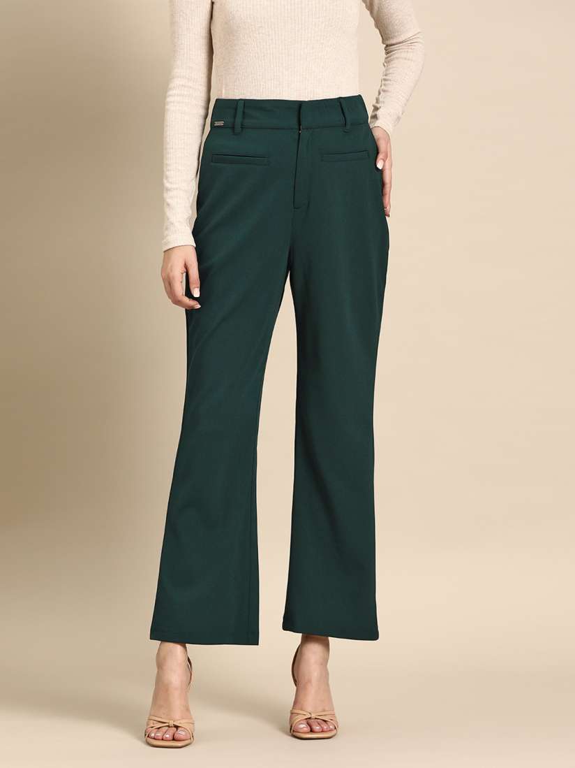 Buy all about you Women Green High Rise Trousers Trousers for Women 21685220 Myntra
