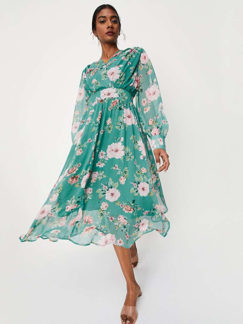 Buy max Floral Printed Belted Midi Wrap Dress Dresses for Women 21685462 Myntra