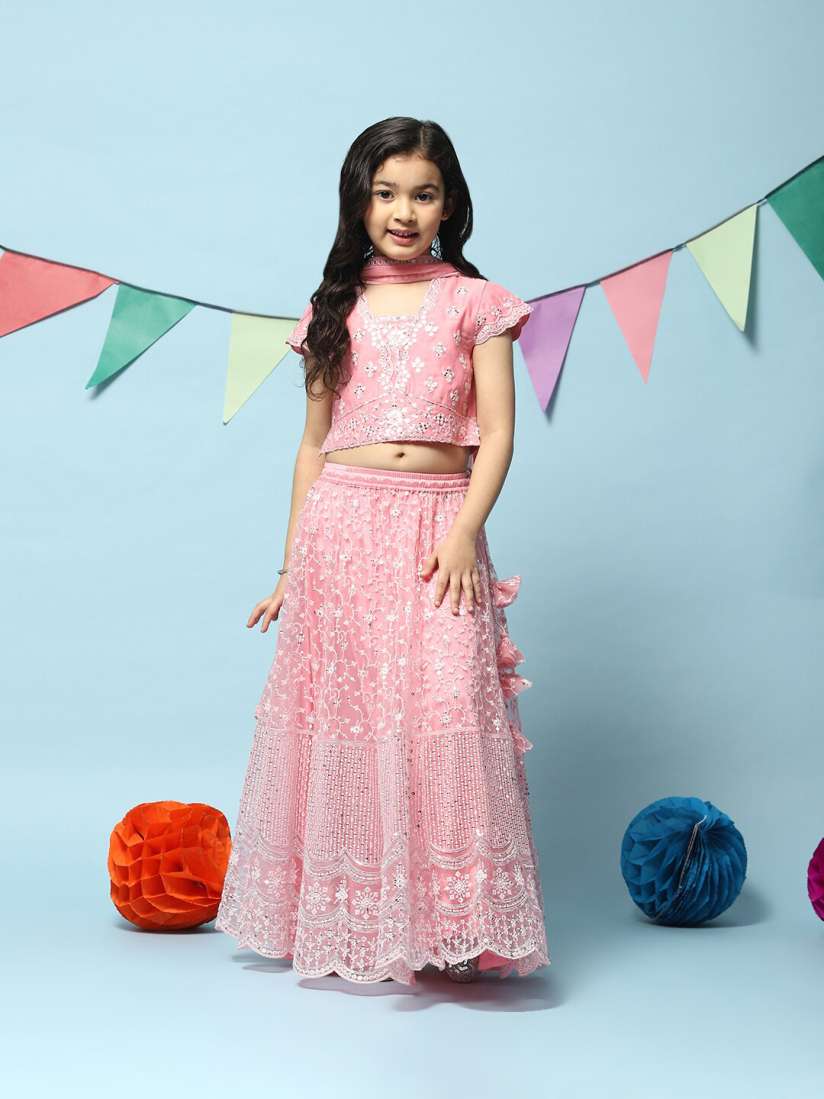 Buy Biba Girls Embroidered Sequinned Ready to Wear Lehenga Blouse With Dupatta Lehenga Choli for Girls 21687904 Myntra