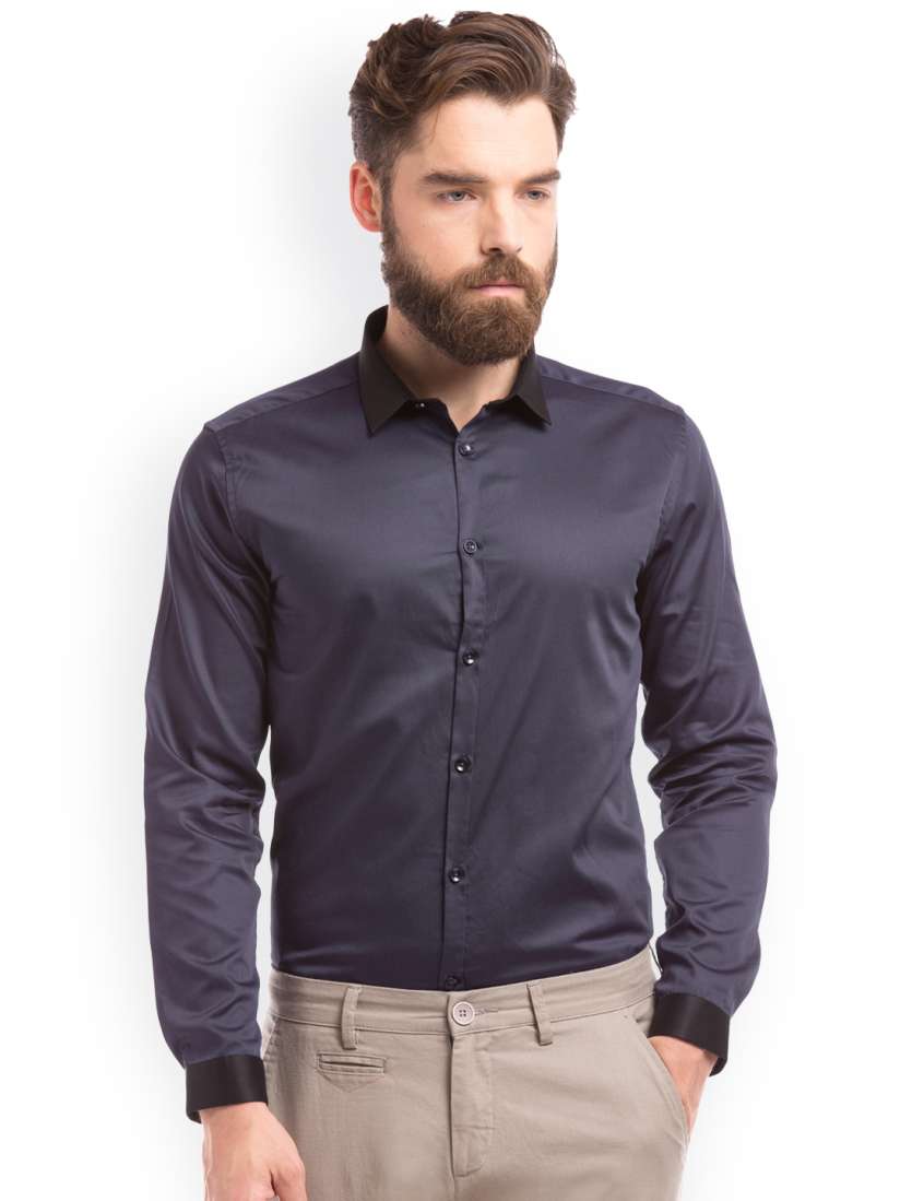 Navy blue party wear shirt clearance