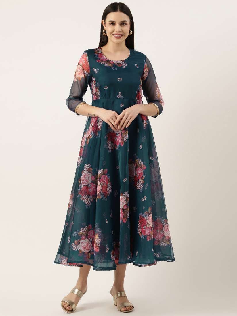 Buy SWAGG INDIA Floral Printed Organza Midi Dress Dresses for Women 21689638 Myntra