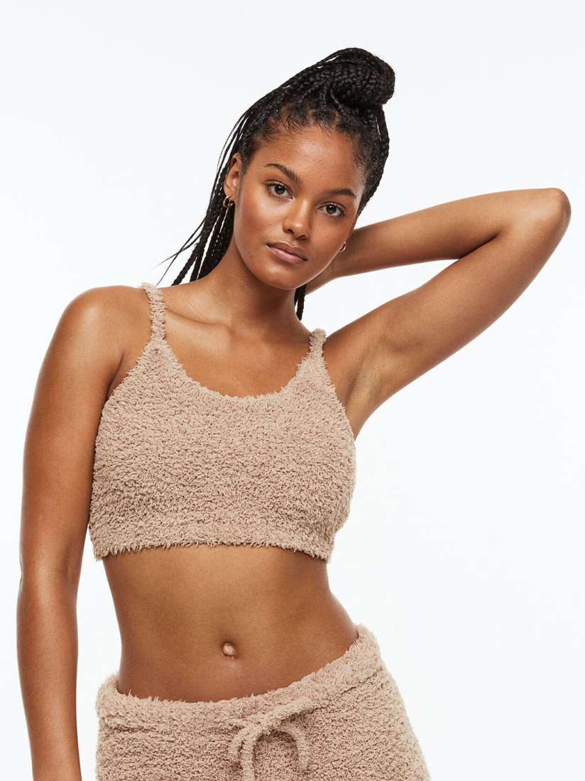 Fluffy knit crop top hotsell