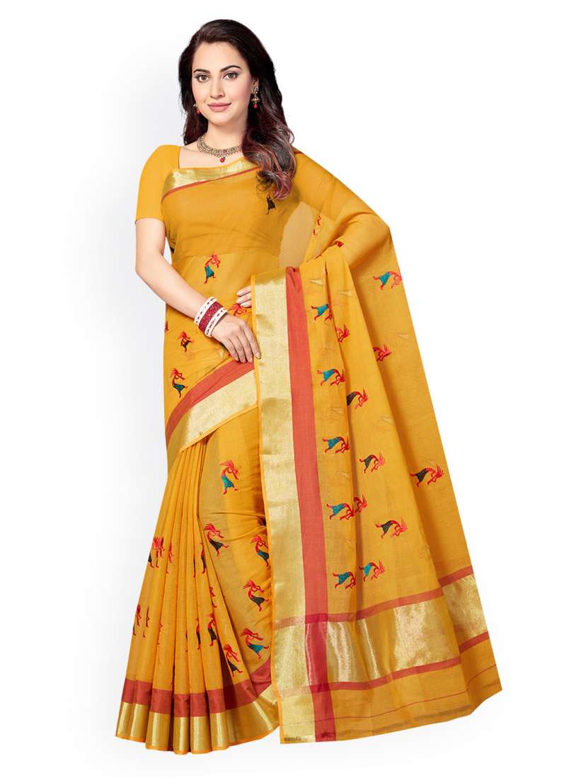 Myntra yellow saree clearance