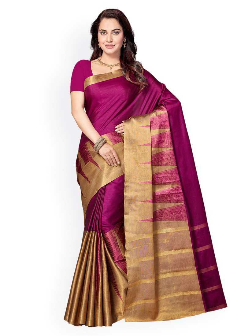 Buy Ishin Purple Woven Design Polycotton Saree Sarees for Women 2171822 Myntra