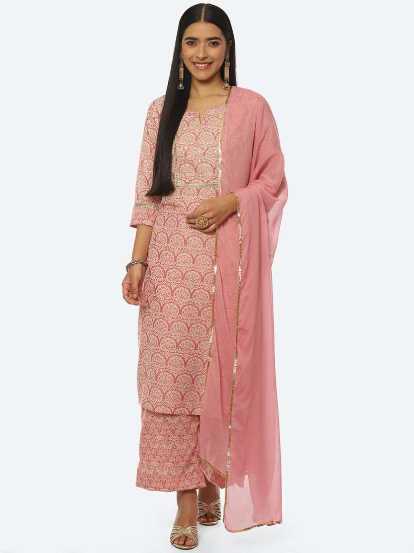 Buy Biba Women Ethnic Motifs Printed Kurta with Palazzos Dupatta Kurta Sets for Women 21720398 Myntra