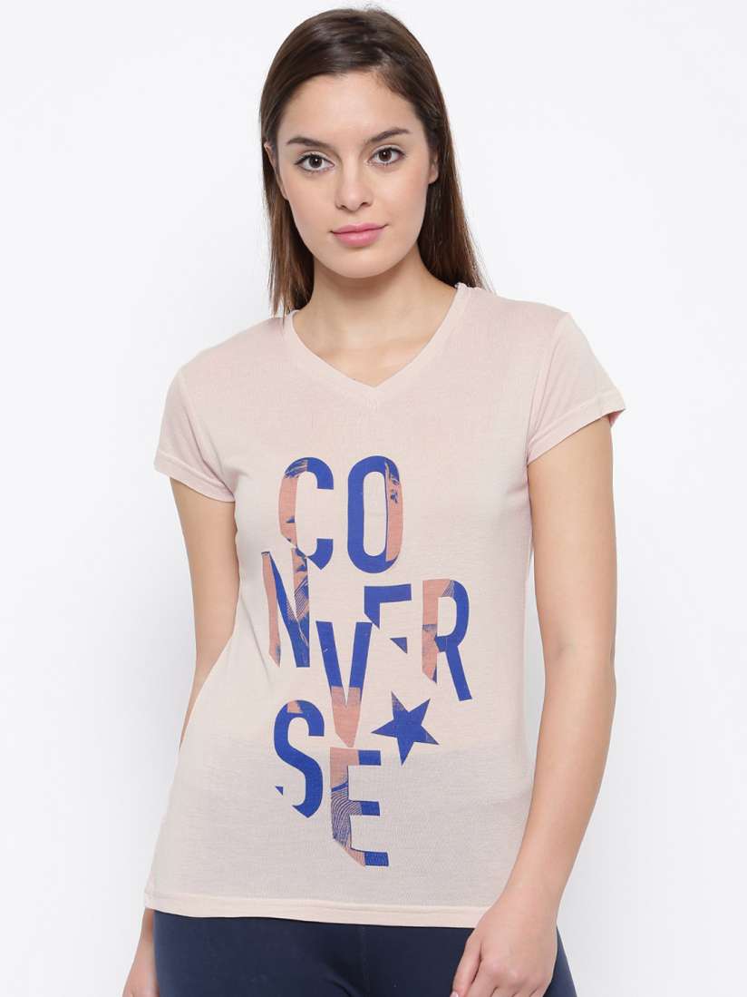 Buy Converse Women Pink Printed Round Neck T Shirt Tshirts for Women 2172431 Myntra