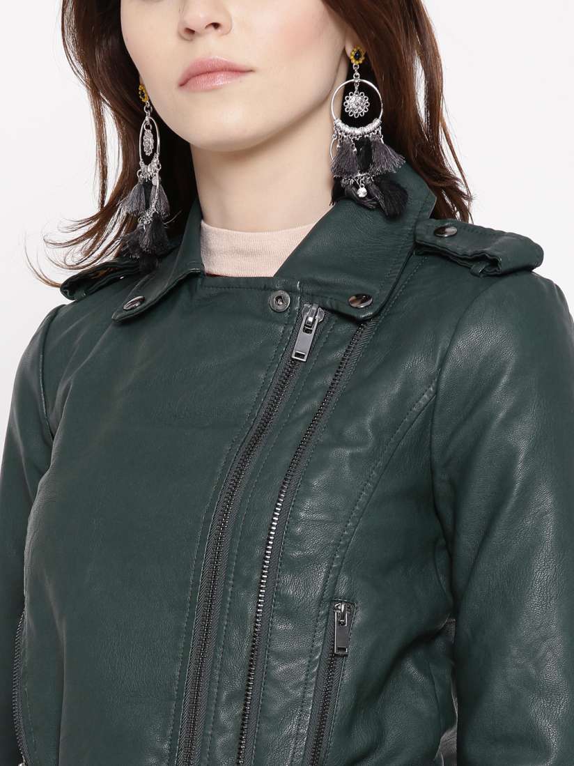 Forever 21 green leather jacket 2025