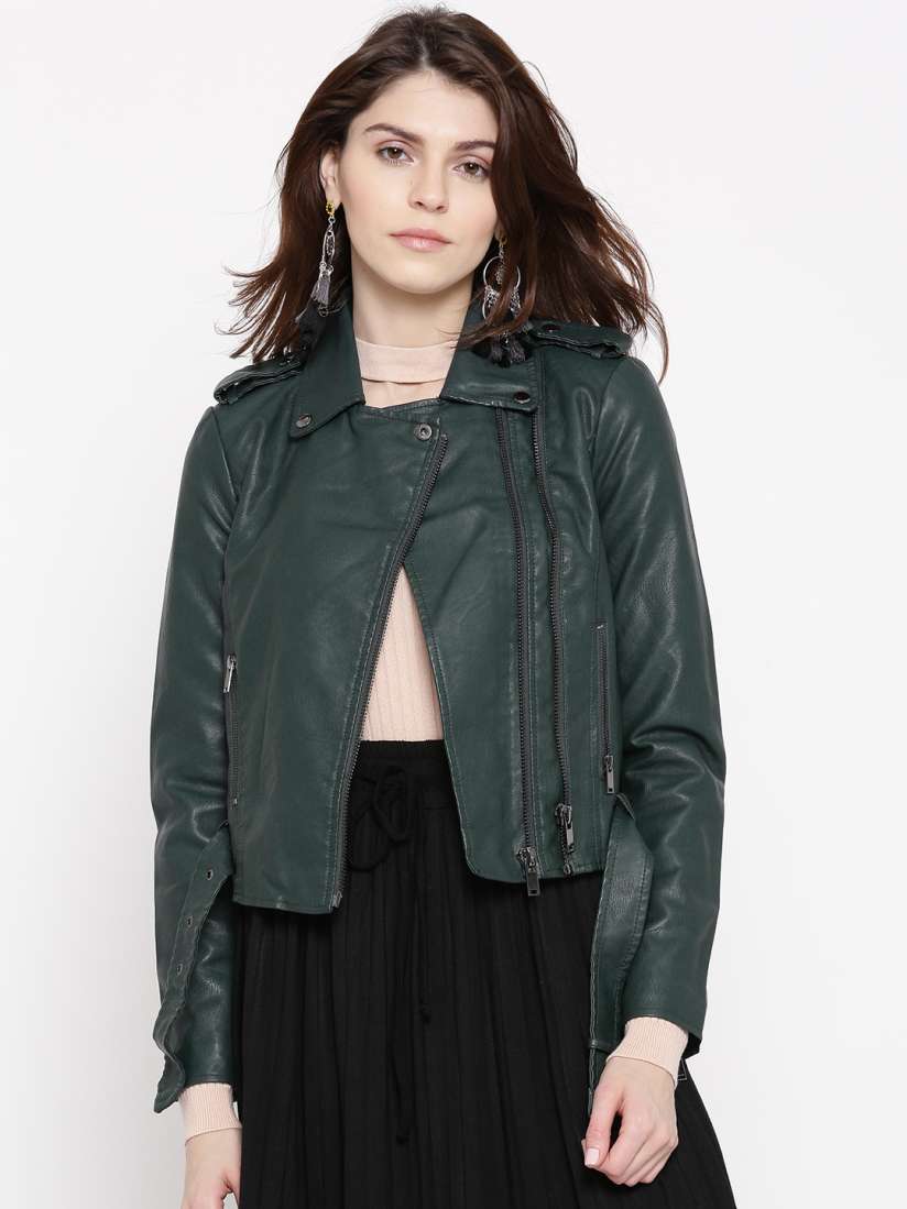 Forever 21 green leather jacket shop