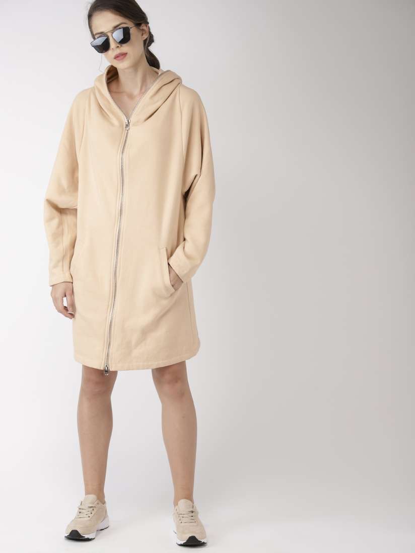 Buy FOREVER 21 Women Cream Coloured Solid Hooded Sweatshirt Dress Dresses for Women 2172718 Myntra