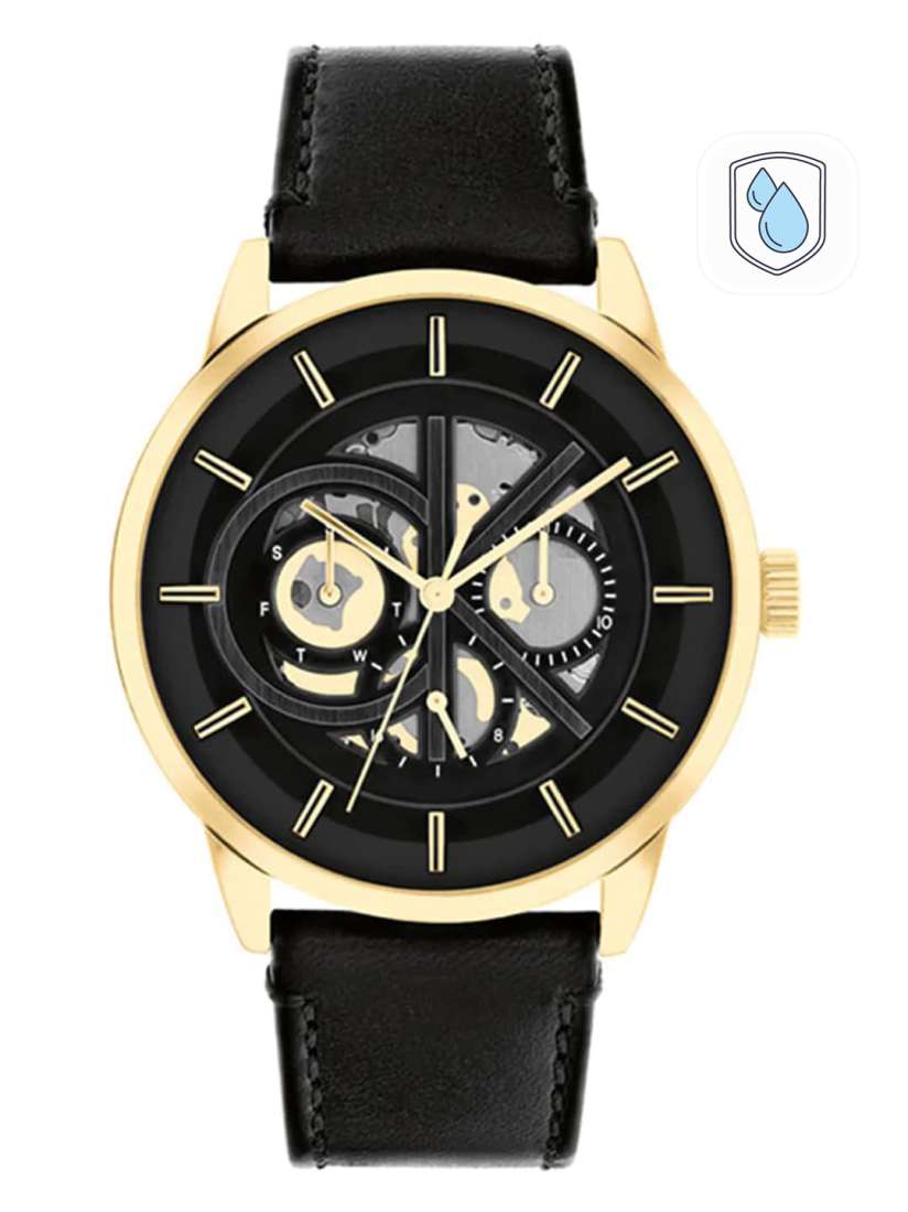 Buy Calvin Klein Men Modern Skeleton Leather Analogue Multi Function Watch 25200217 Black Watches for Men 21727320 Myntra