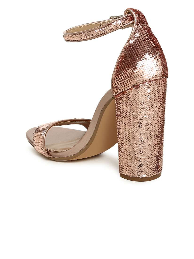Buy Steve Madden Women Rose Gold Toned Sequinned Block Heels Heels for Women 2173455 Myntra