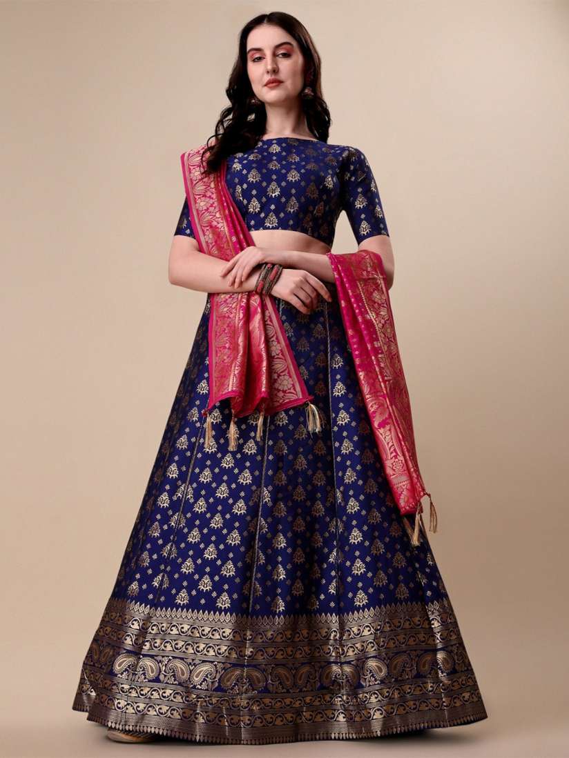 Buy Vaidehi Fashion Ready to Wear Banarasi Silk Lehenga Unstitched Blouse With Dupatta Lehenga Choli for Women 21744756 Myntra