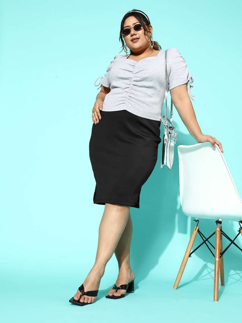 Buy CURVE BY KASSUALLY Plus Size Black Pencil Skirt Skirts for Women 21745212 Myntra