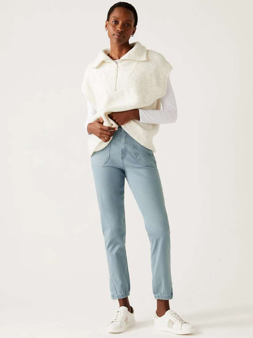 Buy Marks Spencer Women Tapered Fit High Rise Cropped Joggers Trousers for Women 21751400 Myntra