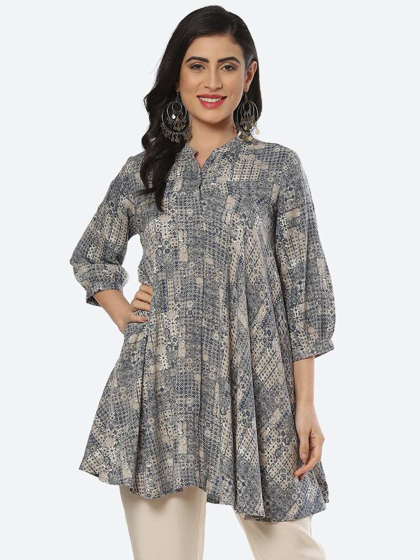 Buy Biba Printed Mandarin Collar A Line Kurti Kurtis for Women 21756592 Myntra