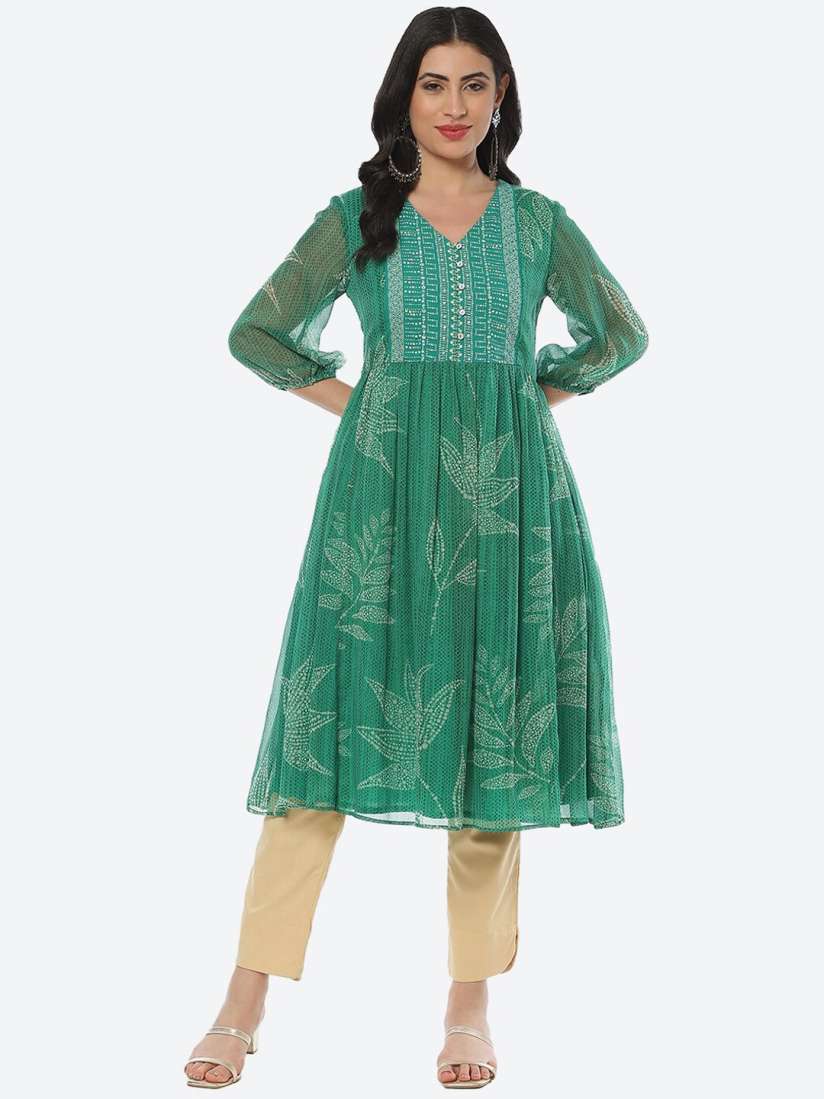 Buy Biba Women Floral Printed Mirror Work Anarkali Kurta Kurtas for Women 21756654 Myntra