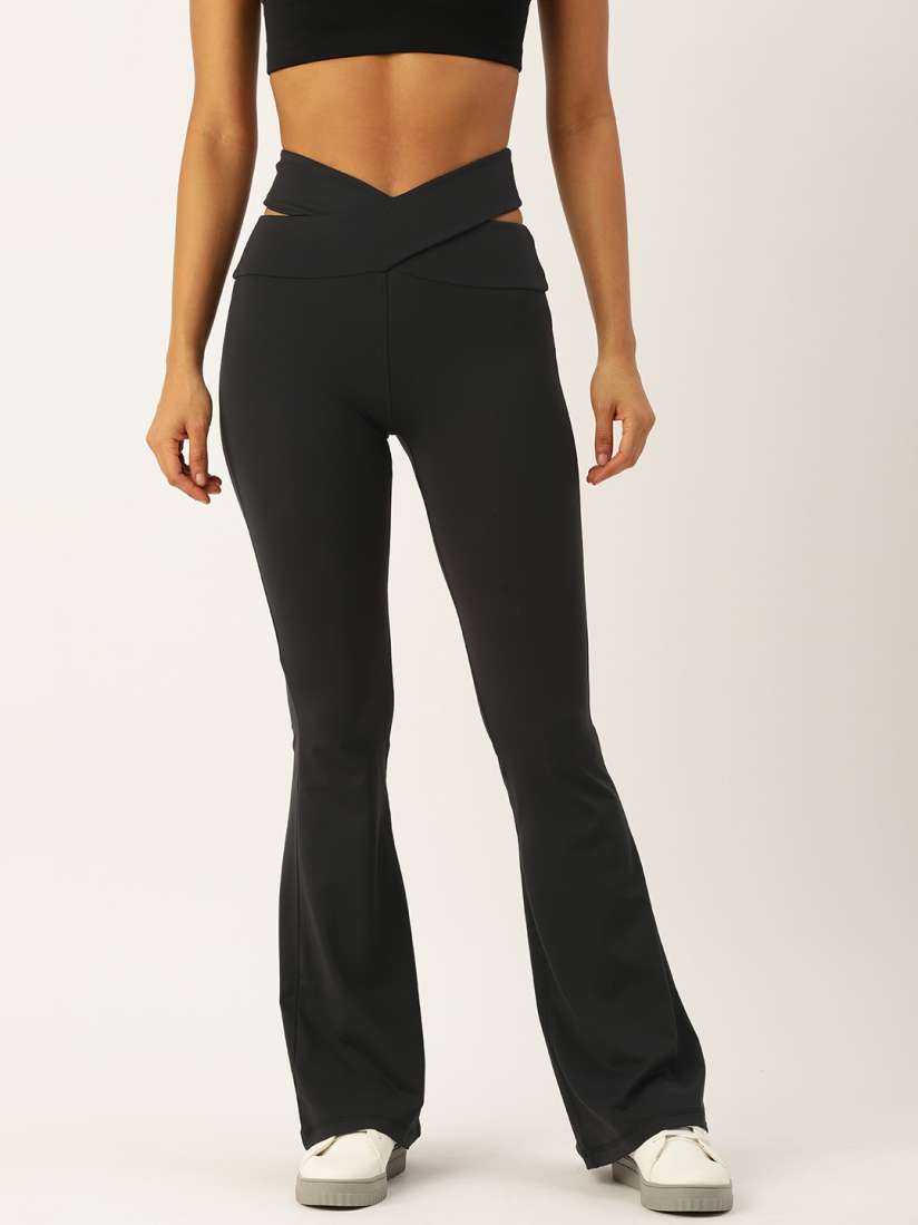 Buy FOREVER 21 Women Solid Boot Cut Legging With Crisscross Waist Band Leggings for Women 21758960 Myntra