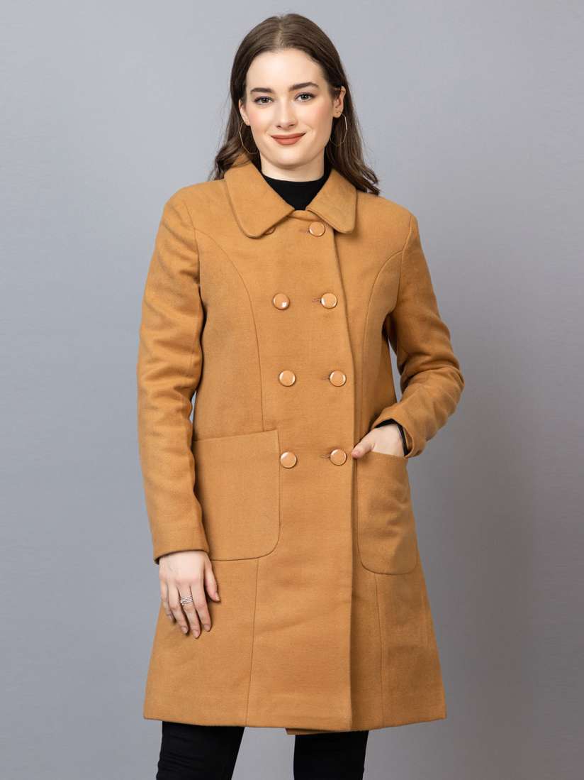 Knee length coat women's discount