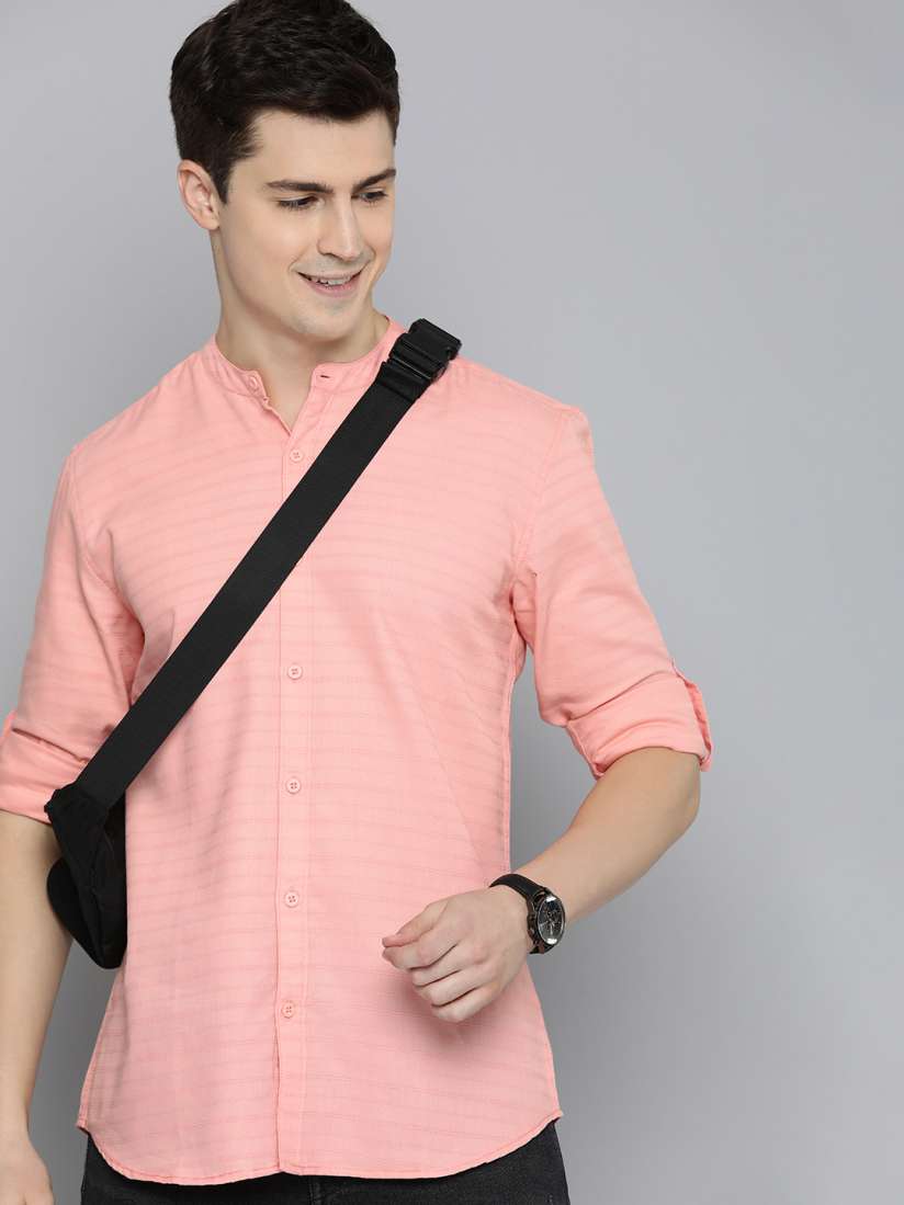 Buy HERE NOW Slim Fit Self Striped Pure Cotton Casual Shirt Shirts for Men 21773942 Myntra