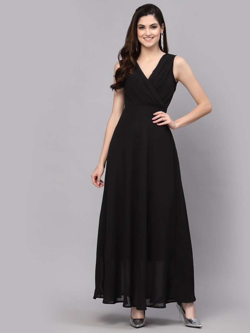 Black maxi dress myntra sales