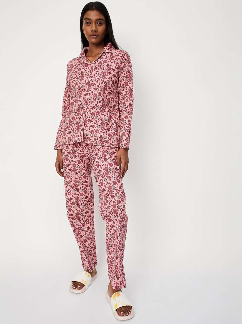 Buy max Women Floral Printed Pure Cotton Night Suit Night suits for Women 21778534 Myntra