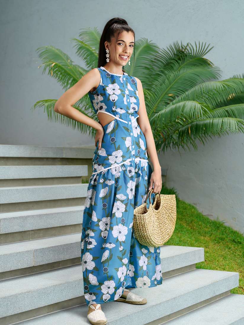 Buy Stylecast X Hersheinbox Floral Print Cut Out Pure Cotton Maxi Dress Dresses for Women 21780144 Myntra