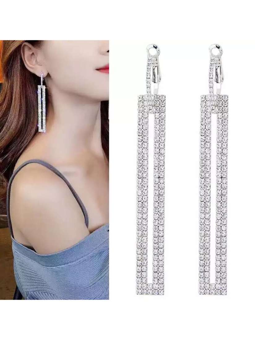 Buy Shining Diva Fashion Silver Plated Contemporary Drop Earrings Earrings for Women 21795590 Myntra
