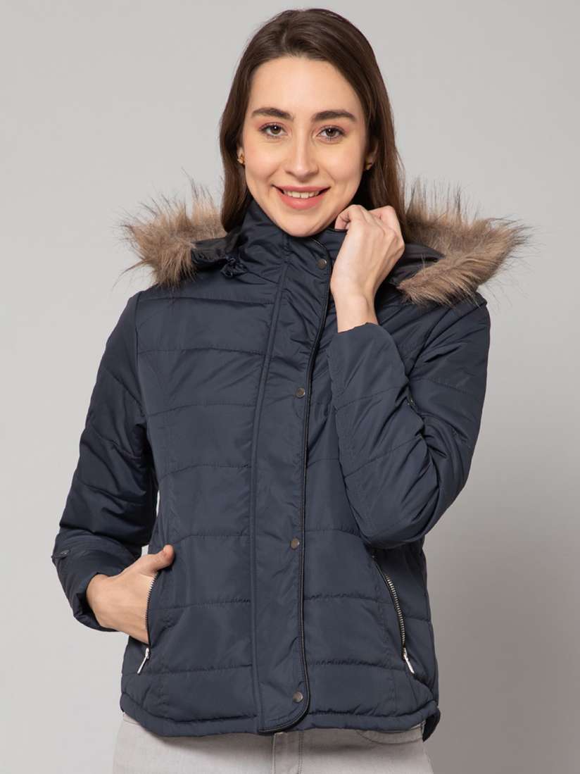 Buy Cantabil Women Lightweight Parka Jacket With Fur Details Jackets for Women 21795888 Myntra