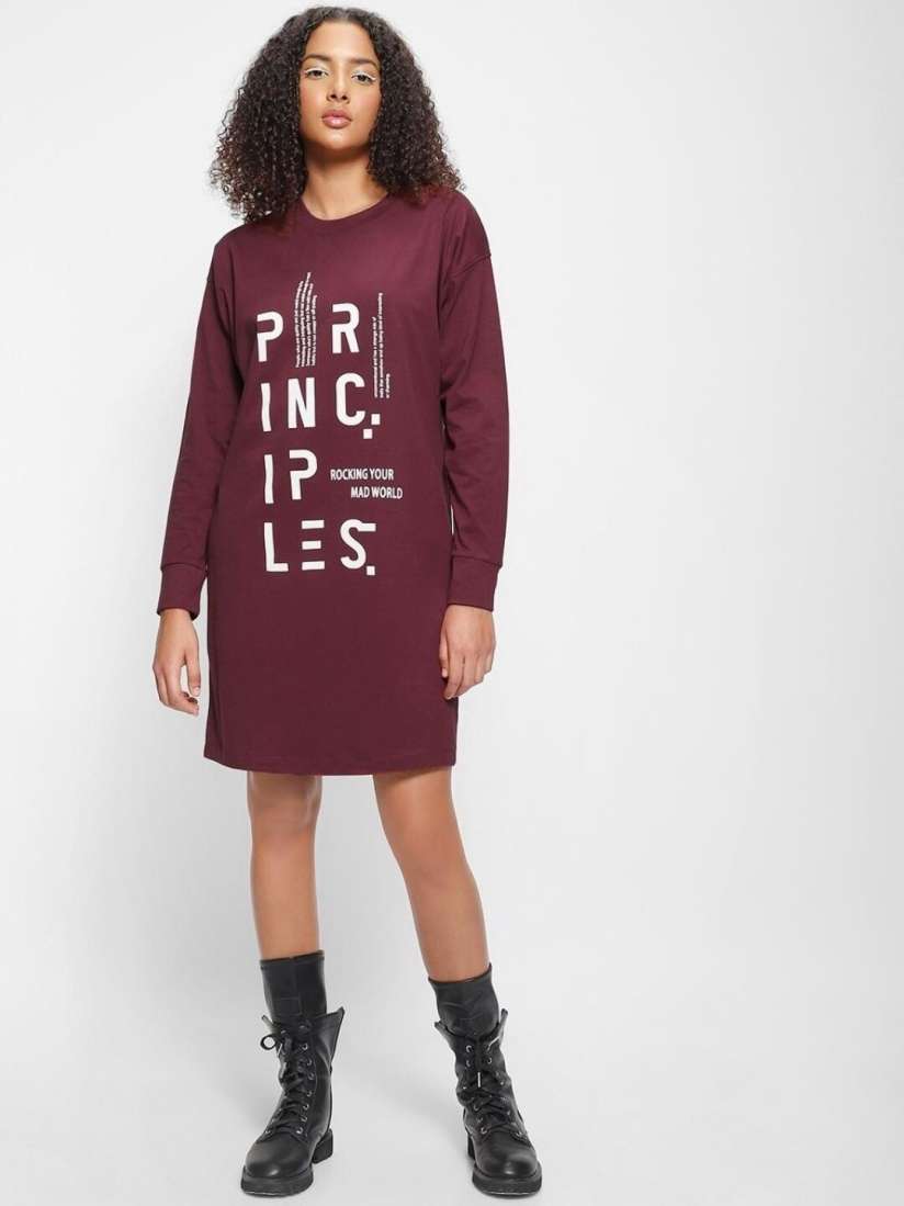 Buy Bewakoof Typography Cotton T shirt Dress Dresses for Women 21808780 Myntra