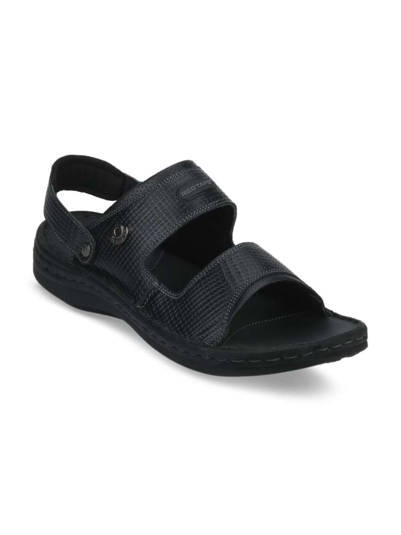 Buy Red Tape Men Black Leather Sandals Sandals for Men 2180957 Myntra
