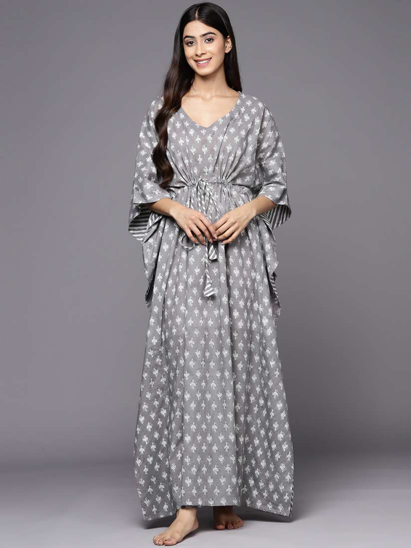 Buy Libas Printed Cotton Kaftan Maxi Night Dress Nightdress for Women 21810570 Myntra