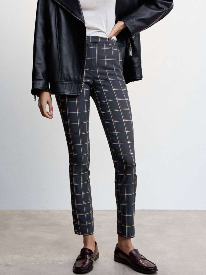 Buy MANGO Women Checked Skinny Fit High Rise Sustainable Trousers Trousers for Women 21812406 Myntra