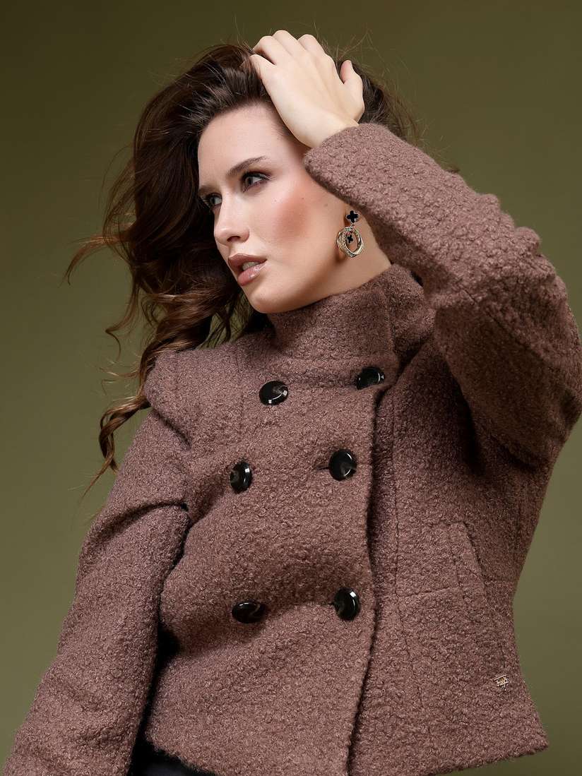 Buy Juelle Women Double-Breasted Stand Collar Winter Coat - Coats 