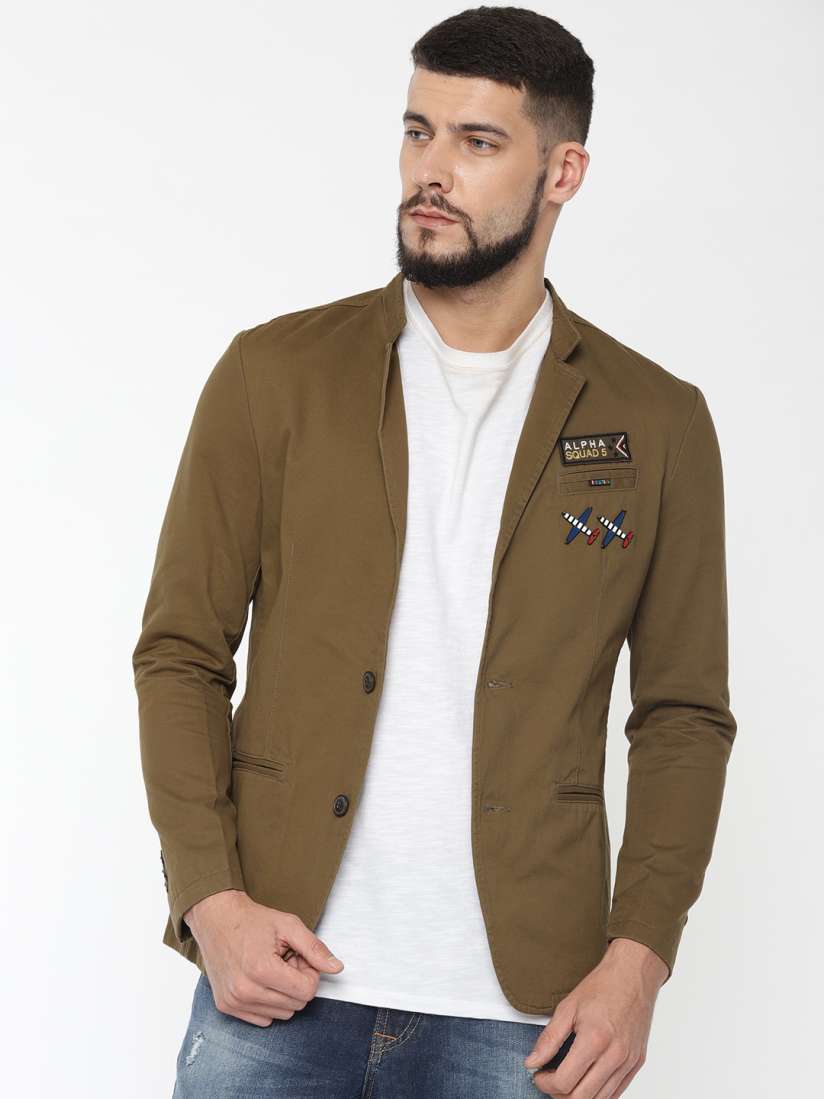 Buy Jack Jones Men Khaki Slim Fit Casual Blazer Blazers for Men 2182835 Myntra