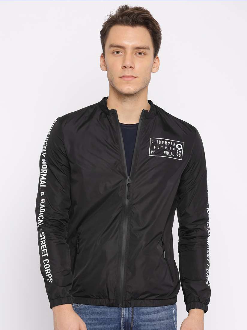 Buy Jack Jones Men Black Solid Sporty Jacket Jackets for Men 2182894 Myntra