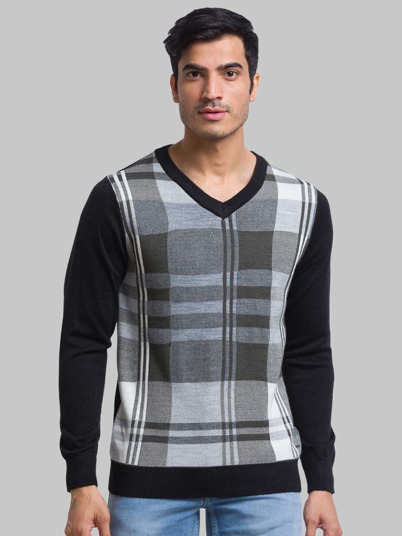 Buy Parx Men V Neck Checked Acrylic Pullover Sweaters for Men 21830458 Myntra