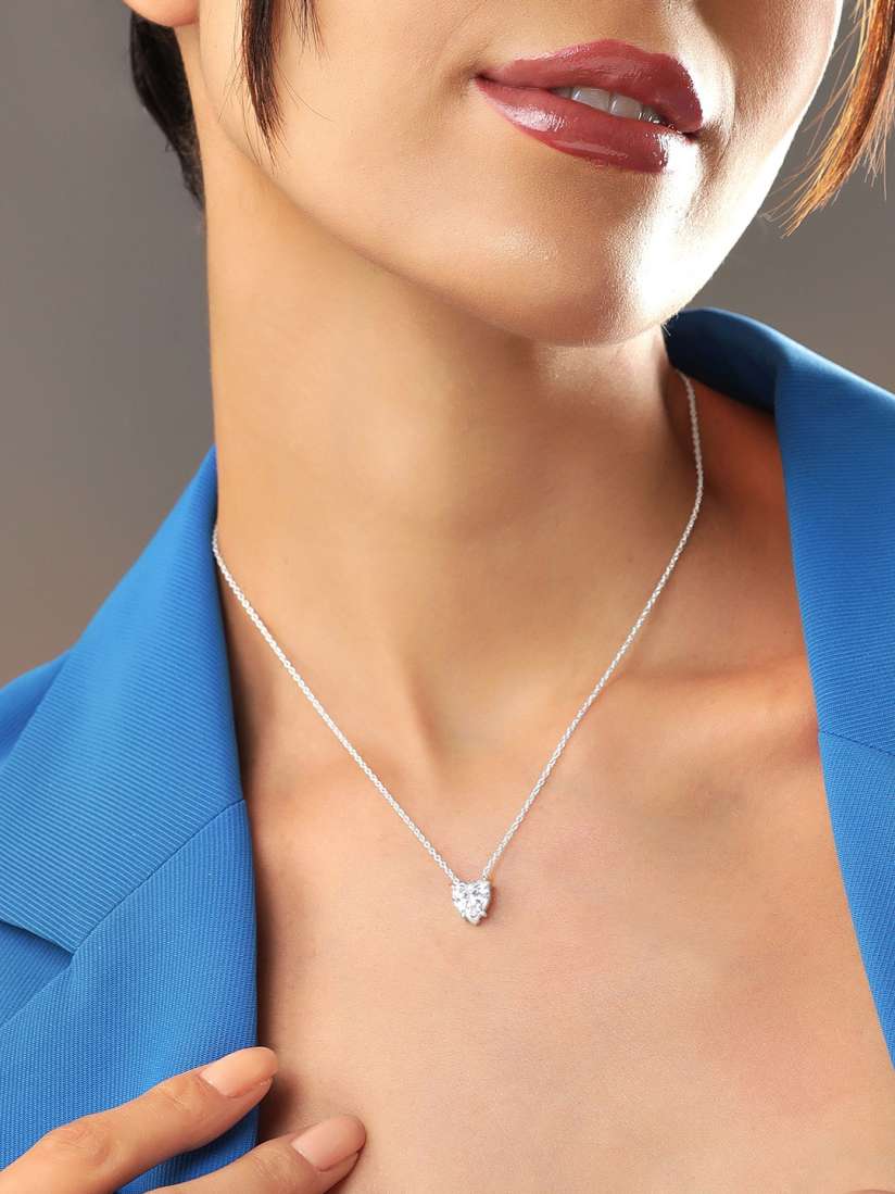 Buy Rubans Silver Rhodium Plated Sterling Silver Cubic Zirconia Necklace Necklace and Chains for Women 21841958 Myntra