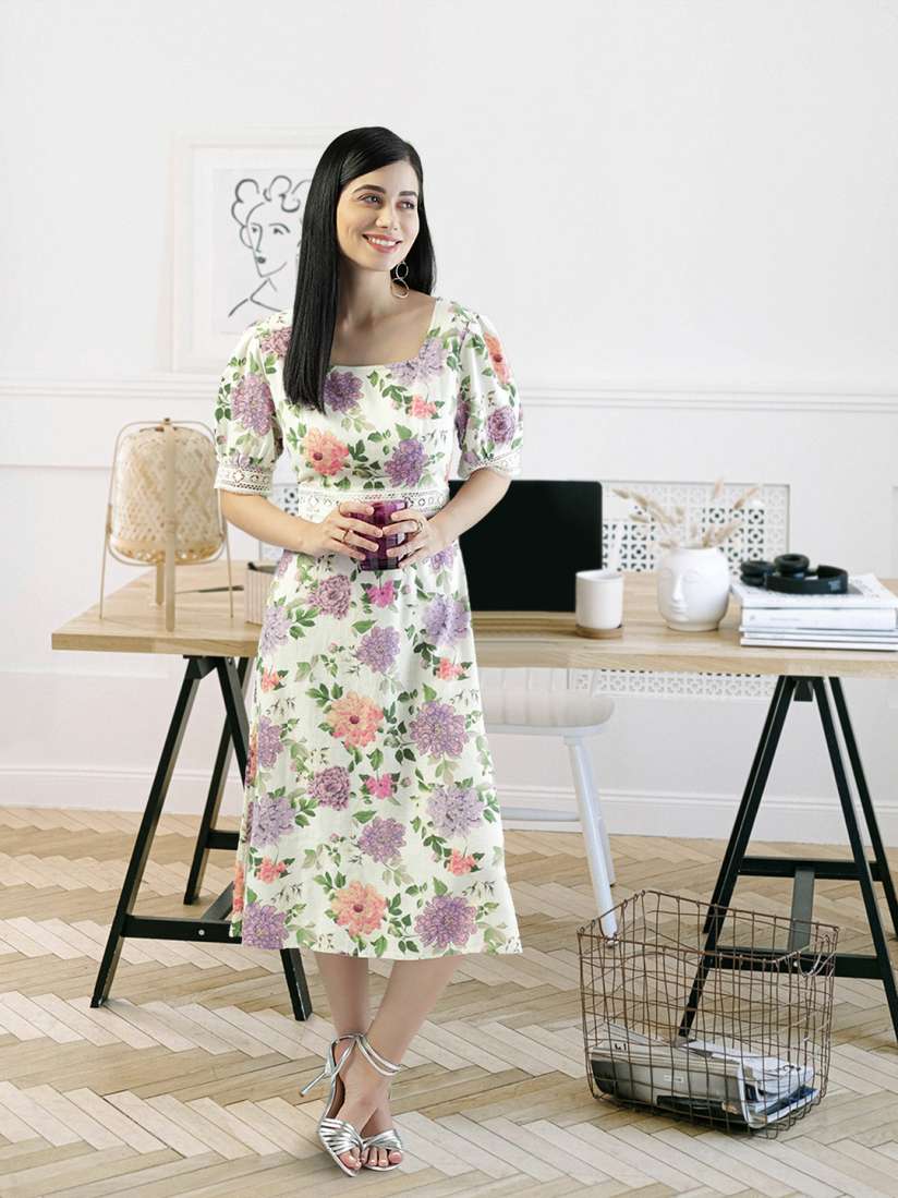 Marks and spencer floral midi dress clearance