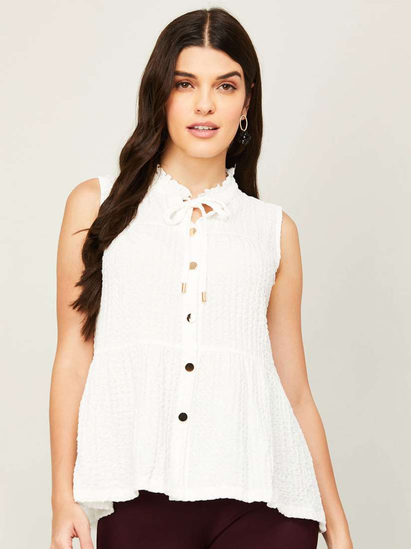 Buy CODE by Lifestyle Tie Up Neck Peplum Top Tops for Women 21845954 Myntra