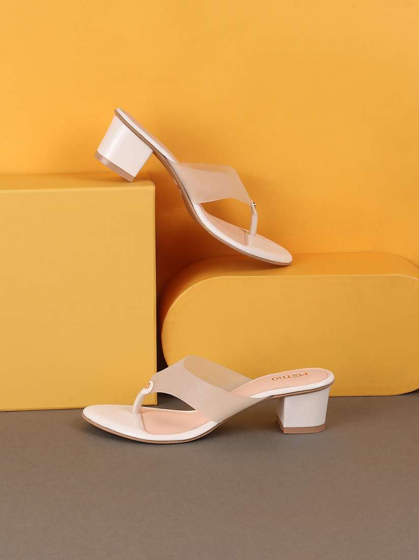 White embellished block heels outlet