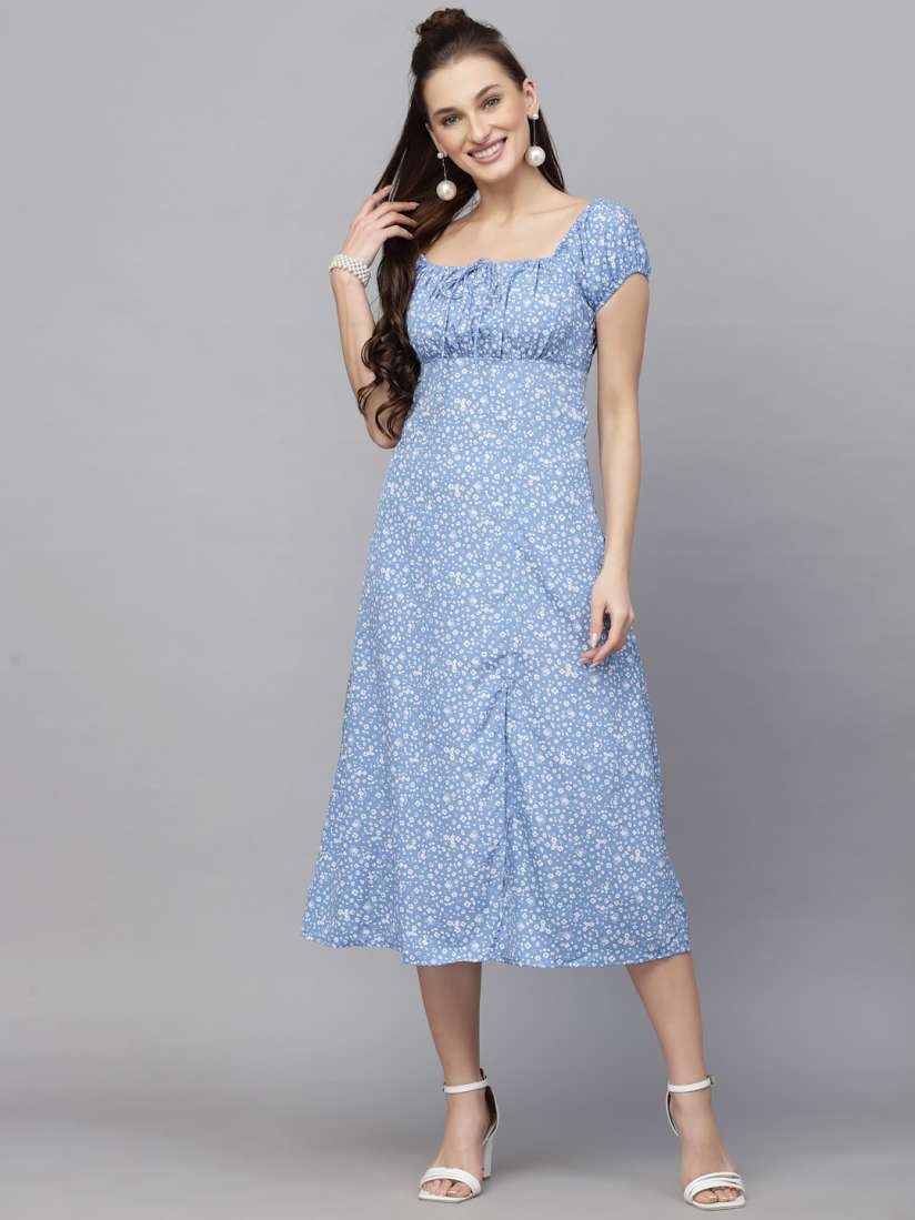 Buy aayu Floral Printed Square Neck A Line Midi Dress Dresses for Women 21850862 Myntra