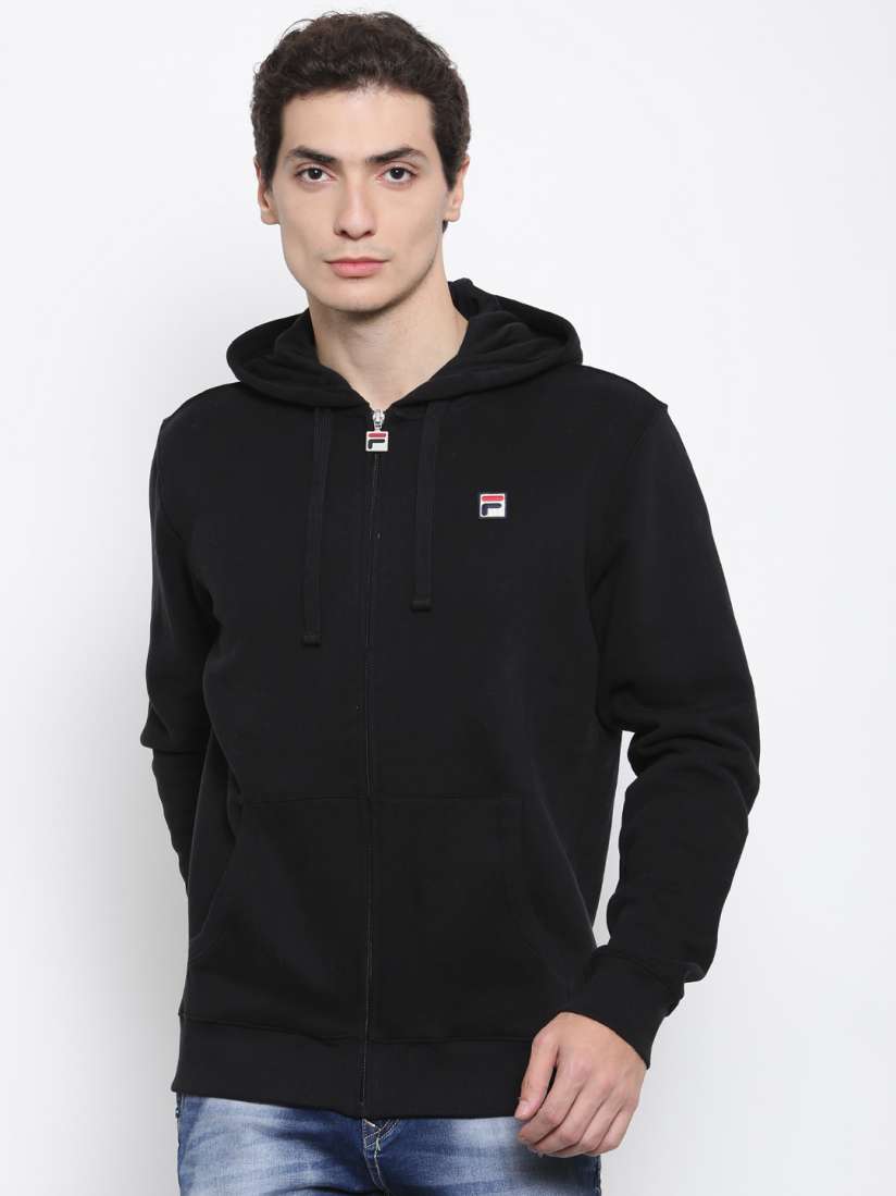 Buy FILA Men Black Solid Hooded Sweatshirt Sweatshirts for Men 2185126 Myntra