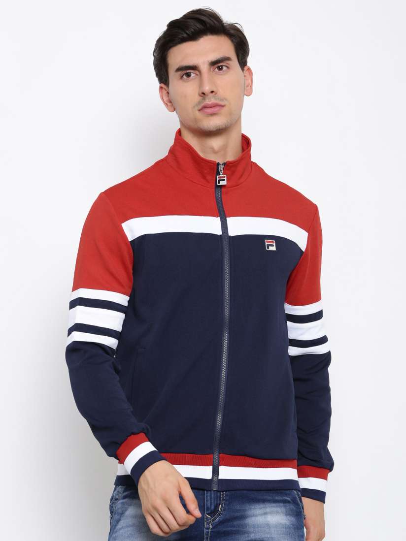Buy FILA Men Navy Red Colourblocked Bomber Jacket Jackets for Men 2185364 Myntra