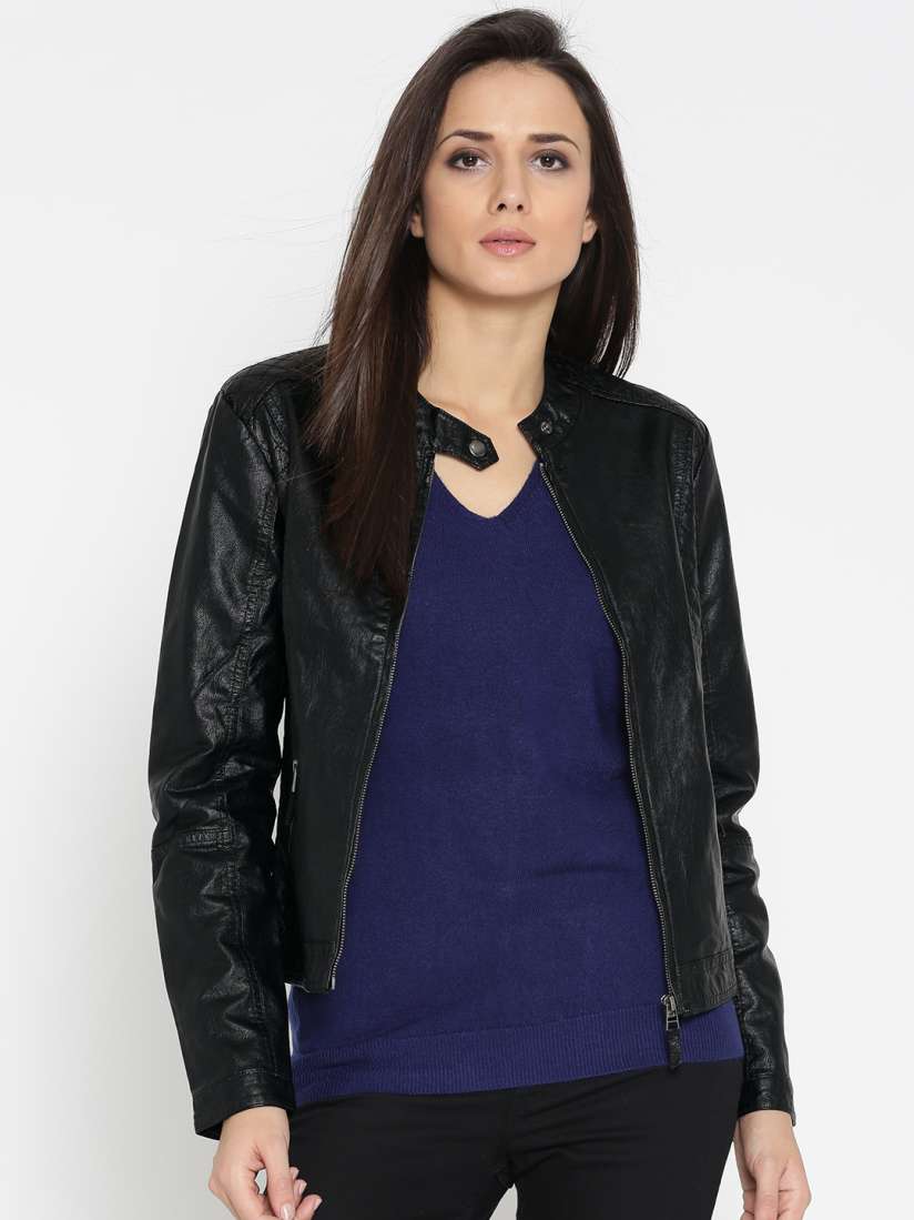 Buy U.S. Polo Assn. Women Women Black Solid Biker Jacket Jackets for Women 2185585 Myntra
